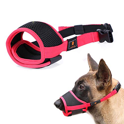 PETEMOO Bozal para Perros - Bozal Anti-mordedor Secure Fit Bozal para Perros - Malla Transpirable con Forma de Boca para Perros pequeños y Grandes