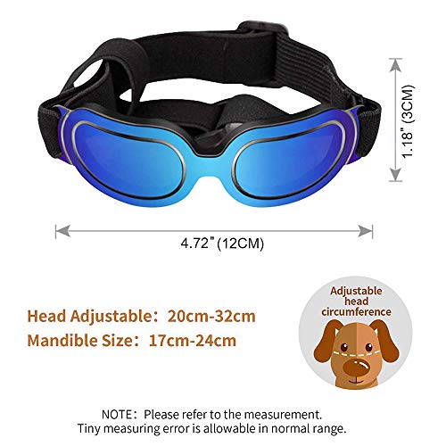 PETEMOO Gafas de Sol para Perro con protección UV, Resistentes al Viento, con Correa Ajustable