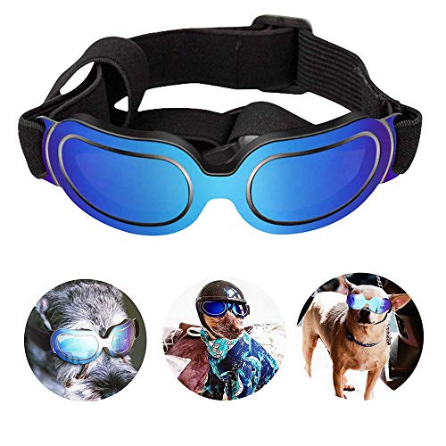 PETEMOO Gafas de Sol para Perro con protección UV, Resistentes al Viento, con Correa Ajustable