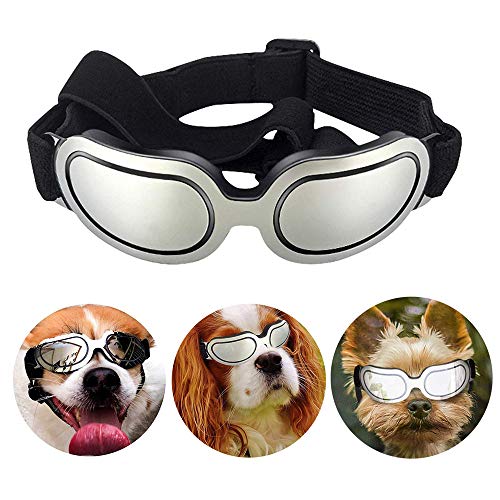 PETEMOO Gafas de Sol para Perro con protección UV, Resistentes al Viento, con Correa Ajustable