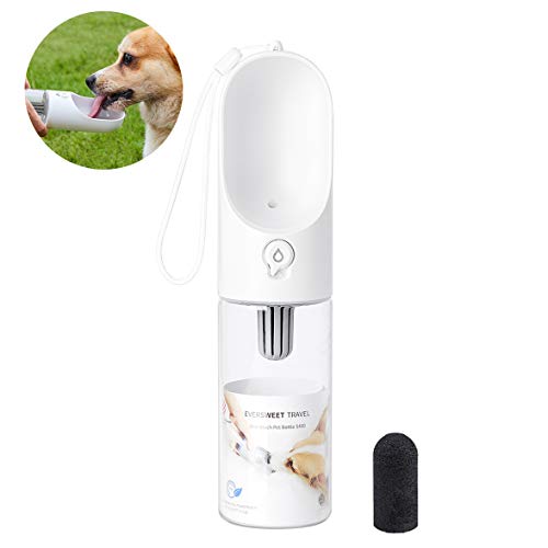 PETKIT Recipiente de Agua para Perros de Viaje, Libre de BPA, Portátil, Antibacteriano, A Prueba de Fugas -400ml (Blanco-400ml)