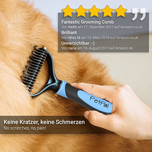 PetPäl Cepillo para Perros y Gatos Cepillo deshedding Cuidado | Novedoso Cepillo de Pelo para Perros & Gatos | Cepillo de Pelo para Largo y Corto de Pelo | para la Lana Baja