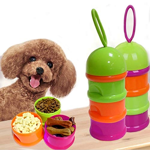 PetSupplies perro-específico Moda portable durable capa de PET tres bocadillos Box, mascotas Almacenamiento de Granos barril, Piensos fresco de mantenimiento de la caja, tamaño: 18 * 7,6cm, Entrega co