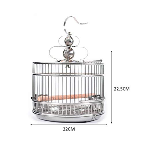 PIAOLING Jaula de pájaros Jaula de pájaro Redonda del Loro de Seda del cifrado del águila Calva del tordo del Acero Inoxidable Durable