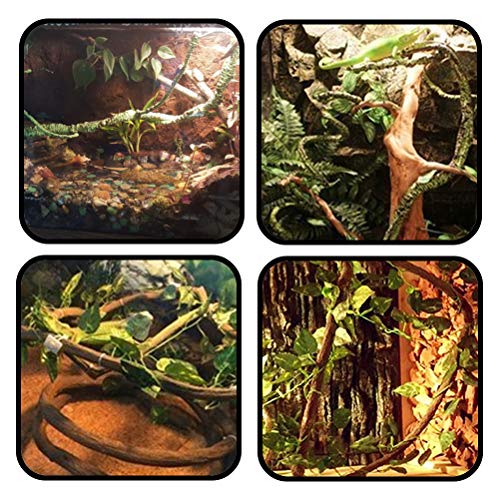 PietyPet Reptiles Lagartija Decoración del hábitat, 2 Dragon Barbudo Tela Hamaca Hamaca reptil con enredaderas artificiales y Plantas para Camaleón, lagartos, gecko, serpientes