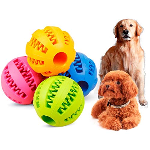 PiniceCore Juguete Interactivo del Perro Pelotas de Goma Perrito del Gato del Perro del Chew Toys Dientes de Bolas Juguetes para Masticar Limpieza Dental Bolas de Alimentos Light Blue