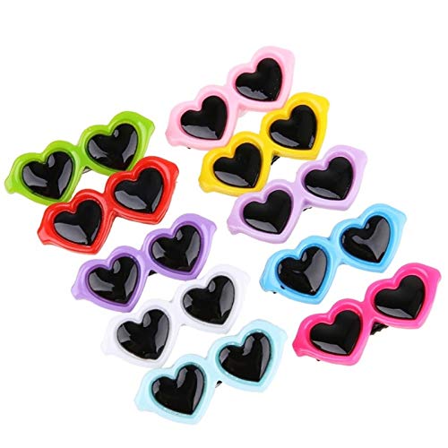 Pinza para el pelo con forma de corazón para mascotas, con clip para el pelo, para perros, cachorros, gatos, peluches, decoración para el pelo de mascotas, 6 unidades