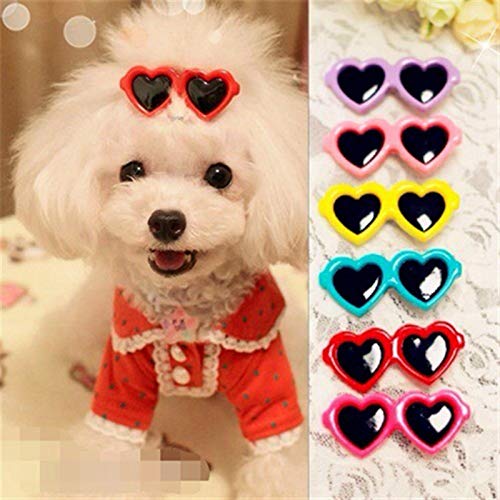 Pinza para el pelo con forma de corazón para mascotas, con clip para el pelo, para perros, cachorros, gatos, peluches, decoración para el pelo de mascotas, 6 unidades