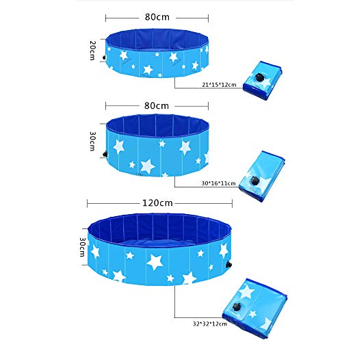 Piscina Plegable para Mascotas Suministros Bañera de Baño para Perros Gatos y Niños Estanque de Agua para Exteriores de Plástico Duro de PVC Azul,120 * 30cm