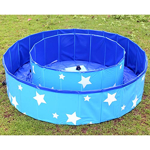 Piscina Plegable para Mascotas Suministros Bañera de Baño para Perros Gatos y Niños Estanque de Agua para Exteriores de Plástico Duro de PVC Azul,120 * 30cm