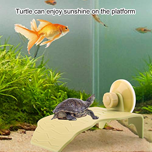 Plataforma de plástico para tomar el sol Tortuga Muelle Tortuga Descansando Terraza Acuario Acuario Escalada Isla flotante con ventosa para reptiles y anfibios Tomar el sol descansar jugar(S Amarillo)