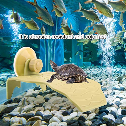 Plataforma de plástico para tomar el sol Tortuga Muelle Tortuga Descansando Terraza Acuario Acuario Escalada Isla flotante con ventosa para reptiles y anfibios Tomar el sol descansar jugar(S Amarillo)