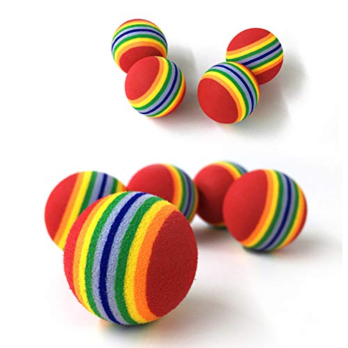 POPETPOP 12 Piezas Pelota Arcoiris de Juguetes para Gatos, Bola de Esponja de Espuma Suave para Perros y Gatos, Bola de Juego Interactivo para Gatito y Cachorro