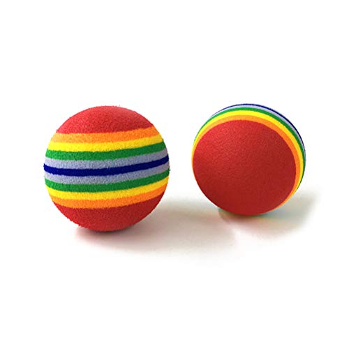 POPETPOP 12 Piezas Pelota Arcoiris de Juguetes para Gatos, Bola de Esponja de Espuma Suave para Perros y Gatos, Bola de Juego Interactivo para Gatito y Cachorro