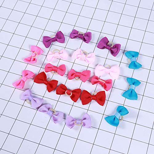 POPETPOP 20 UNIDS Multicolor Bandas de Goma Elásticas Bandas de Pelo Bowknot Headwear Tocado para Mascotas Perro Gato (Color Al Azar)