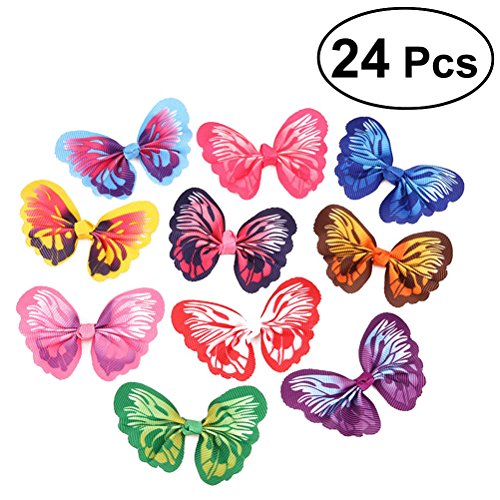 POPETPOP 24pcs Pet Hair Bows Cat Hair Clips Dog Hair Bands Pet Grooming Accessories