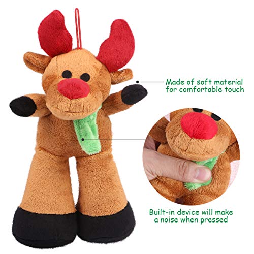 POPETPOP 4 Piezas Perro de Juguete de Navidad Juguetes para Perros Juego de Juguete Masticable Chirriante para Mascotas para Cachorros Perros Pequeños/Medianos