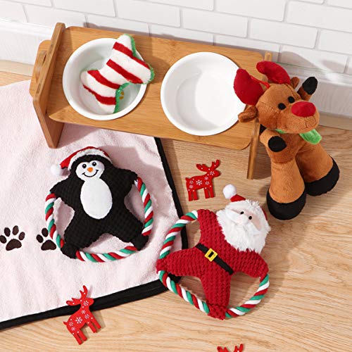 POPETPOP 4 Piezas Perro de Juguete de Navidad Juguetes para Perros Juego de Juguete Masticable Chirriante para Mascotas para Cachorros Perros Pequeños/Medianos