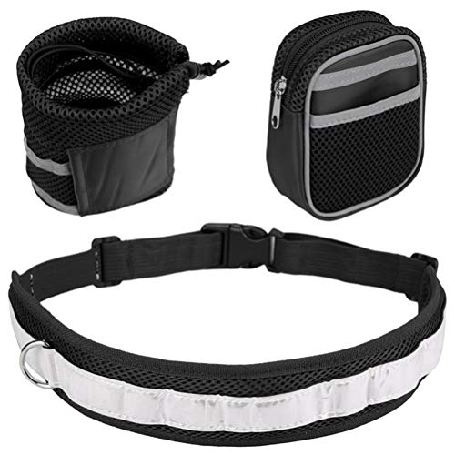 POPETPOP 4pcs/Set Pet Dog Running Jogging Acolchado cinturón Nylon Elasticidad Perro Corredor de Running para la formación de Marcha Senderismo Perro Fournitures (Negro)