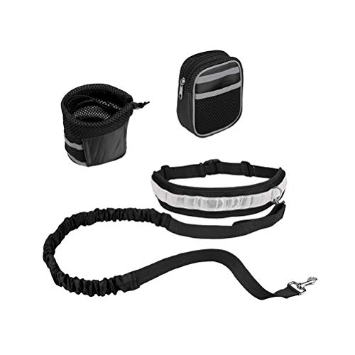 POPETPOP 4pcs/Set Pet Dog Running Jogging Acolchado cinturón Nylon Elasticidad Perro Corredor de Running para la formación de Marcha Senderismo Perro Fournitures (Negro)