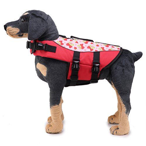 POPETPOP Chaleco Salvavidas Ajustable para Perro, Salvavidas para Perro para la Seguridad del Agua en la Piscina, Playa, Barco, Rojo, Talla L