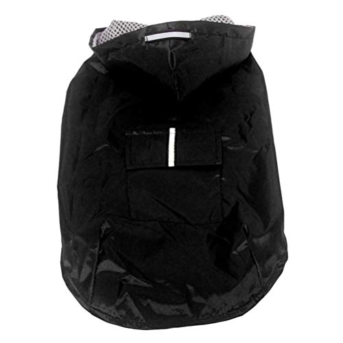 POPETPOP Chubasquero con Capucha para Perros Medianos y Grandes, Sudaderas Impermeable, Agujero para Arnés, Tira Reflectante, Bolsillos (Negro, 3XL)