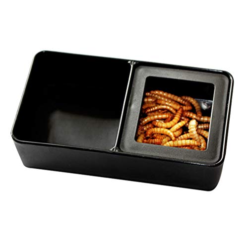 POPETPOP Cuencos de Comida Doble para Reptiles, Alimentador Rectangular de Plástico, Suministros de Alimentación de Cuenca para Tortuga Lagartija Gecko Camaleón (Negro)