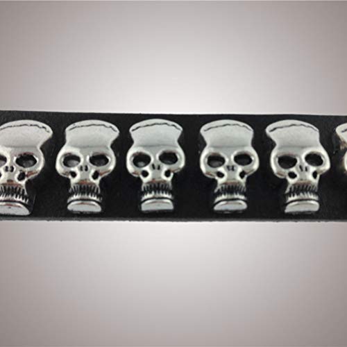 POPETPOP Disfraz de Halloween para Mascotas Collar de Perro Forma de Calavera Cuello de Cuero de Terciopelo para Perros Gatos Cachorro - Negro, L