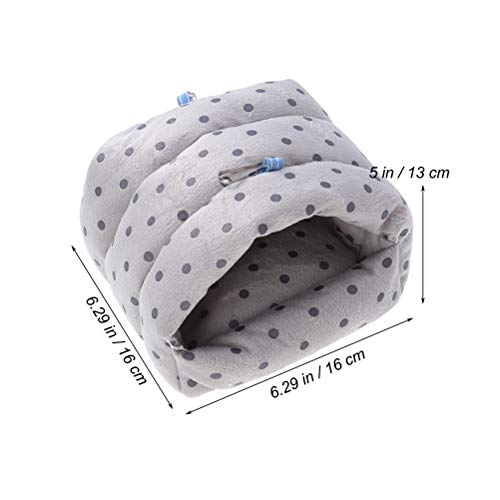 POPETPOP Mascota para Animales pequeños Hámster Cama Colgante Casa Invierno Cálido Hamaca Nido Jaula para Rata Ardilla Loro Chinchilla Erizo (Impresión de Lunares Gris)