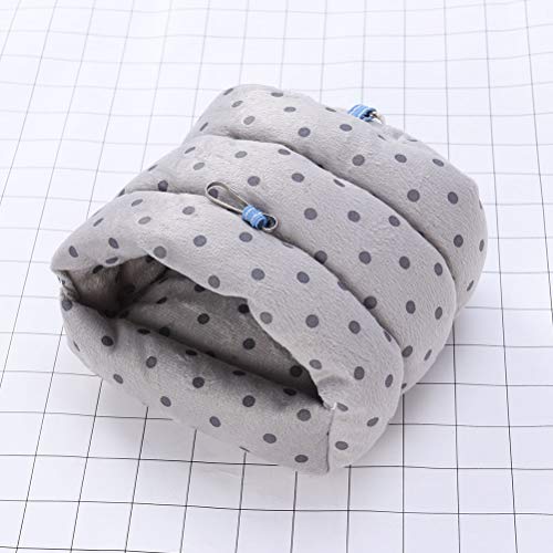 POPETPOP Mascota para Animales pequeños Hámster Cama Colgante Casa Invierno Cálido Hamaca Nido Jaula para Rata Ardilla Loro Chinchilla Erizo (Impresión de Lunares Gris)