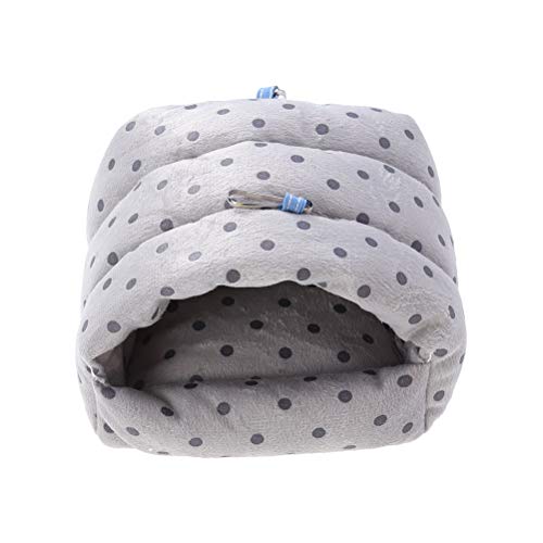 POPETPOP Mascota para Animales pequeños Hámster Cama Colgante Casa Invierno Cálido Hamaca Nido Jaula para Rata Ardilla Loro Chinchilla Erizo (Impresión de Lunares Gris)