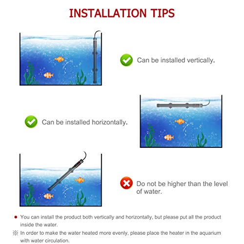 POPETPOP [Mejorar 400W Calentador de Acuario - Termóstato Sumergible de Titanio con Indicador LED Inteligente Calentador para Pecera