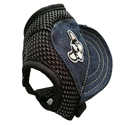 POPETPOP Perro Cachorro Mascota Ajustable Longitud de la Atadura Patrón de Perro Lindo Visera Sombrero Gorra sombrilla Suministros para Cachorro Tamaño S (Azul)