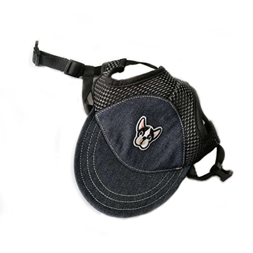 POPETPOP Perro Cachorro Mascota Ajustable Longitud de la Atadura Patrón de Perro Lindo Visera Sombrero Gorra sombrilla Suministros para Cachorro Tamaño S (Azul)