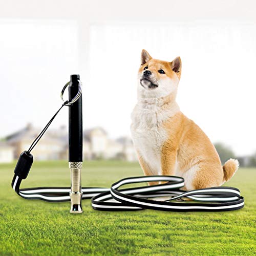 POPETPOP Silbato de Entrenamiento de Perros Silbato de ultrasonidos de Alta Flauta de Alta frecuencia con Frecuencias Ajustables para Entrenamiento de Perros y Control de descortezos con Correa