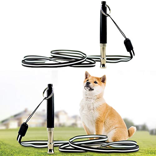 POPETPOP Silbato de Entrenamiento de Perros Silbato de ultrasonidos de Alta Flauta de Alta frecuencia con Frecuencias Ajustables para Entrenamiento de Perros y Control de descortezos con Correa