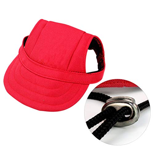 POPETPOP Sombrero para Perro, Gorra de béisbol Ajustable para Perro Mascota con Orificios para Orejas, Gorra para Perro con protección Solar para Perros pequeños, medianos y Grandes (Rojo, S)