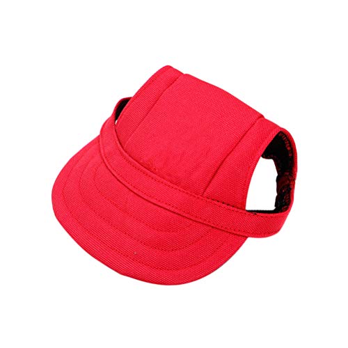 POPETPOP Sombrero para Perro, Gorra de béisbol Ajustable para Perro Mascota con Orificios para Orejas, Gorra para Perro con protección Solar para Perros pequeños, medianos y Grandes (Rojo, S)