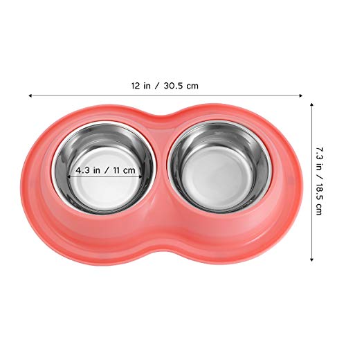 POPETPOP Tazón Doble para Mascotas con Alfombrilla Antideslizante Comedero para Perros de Acero Inoxidable Alimentador para Gatos Circular Anti-Hormiga (Color Aleatorio)