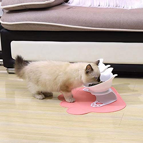 PopHMN Comederos para Gatos, Soporte de Doble tazón con Soporte Elevado Tazón para Perros y Gatos Alimento Riego Alimentación Tazones (Blanco)