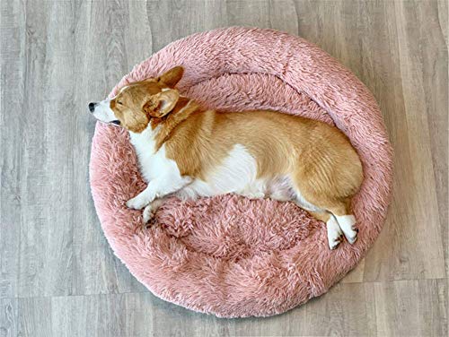 POPOTI Extra Large Dog Beds Sofa,Deluxe Fluffy Washable Round Dog Pillow Cat Cushion Pet Bed for Cat and Dog Snooze Sleeping Kennel (XXL-100cm, Brown)