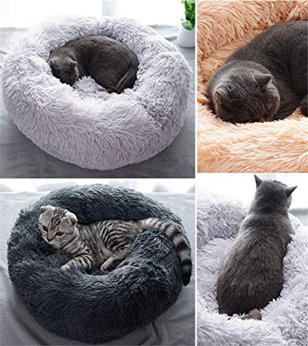 POPOTI Extra Large Dog Beds Sofa,Deluxe Fluffy Washable Round Dog Pillow Cat Cushion Pet Bed for Cat and Dog Snooze Sleeping Kennel (XXL-100cm, Brown)