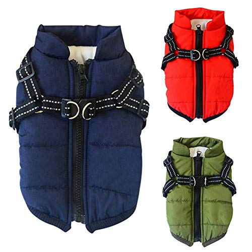 Poseca Ropa para Perros para Perros pequeños Abrigo para Perros Chaqueta de Invierno Ropa para Perros Abrigo para Perros Chaqueta para Perros de Invierno cálido con arnés para Perros pequeños