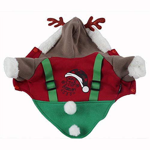 Poseca Sudaderas con Capucha para Perro pequeños suéter de Navidad para Perros Sudaderas con Capucha para Perros suéter Abrigo para Mascotas Cachorros Gatos Trajes de Disfraces de Renos navideños