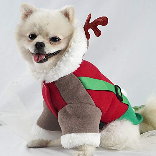 Poseca Sudaderas con Capucha para Perro pequeños suéter de Navidad para Perros Sudaderas con Capucha para Perros suéter Abrigo para Mascotas Cachorros Gatos Trajes de Disfraces de Renos navideños