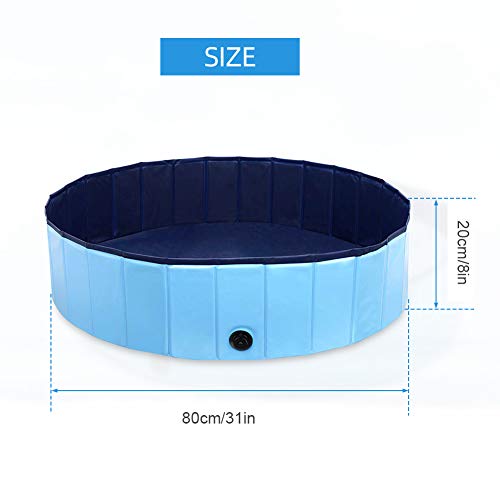 Powcan Piscina Perros y Gatos Bañera Plegable PVC Antideslizante y Resistente al Desgaste Adecuado para Interior Exterior al Aire(80cm*20cm) (Azul)