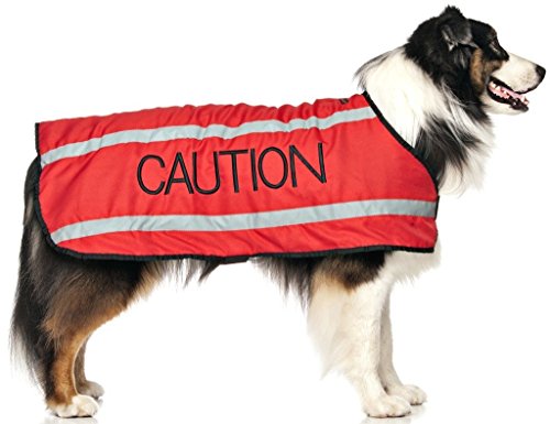 Precaución rojo color Coded S M L reflectante impermeable forro polar forro cálido perros dormir evita accidentes por otros en advertencia de antemano (gran pecho 61 – 92 cm Longitud de espalda 59 cm)