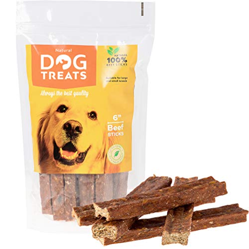 Premium 6 Pulgadas 100% Naturales Digerible Carne de Res Cecina para Perros, 10 Piezas