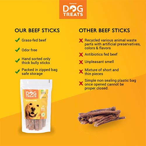 Premium 6 Pulgadas 100% Naturales Digerible Carne de Res Cecina para Perros, 10 Piezas