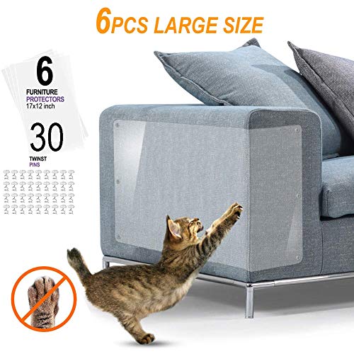 Protectores contra rayones para muebles,Protector Sofa Gatos,Protector de Muebles de Gato, Transparente con pasadores para Proteger Muebles tapizados, (6 Unidades)